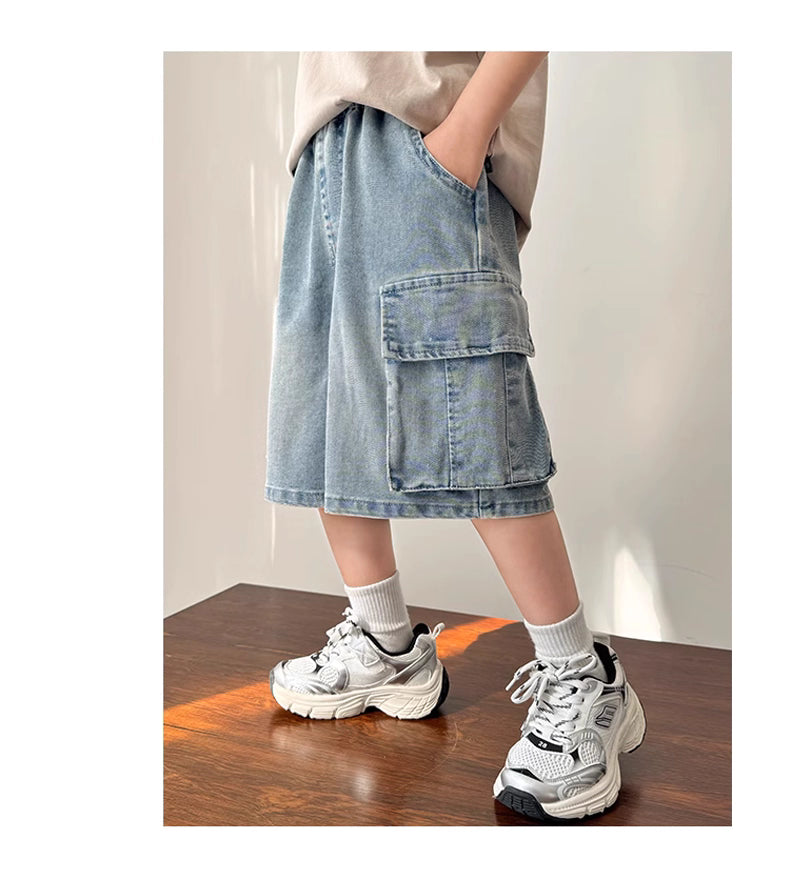 กางเกงคาร์โก้เด็ก ขาสั้นห้าส่วน