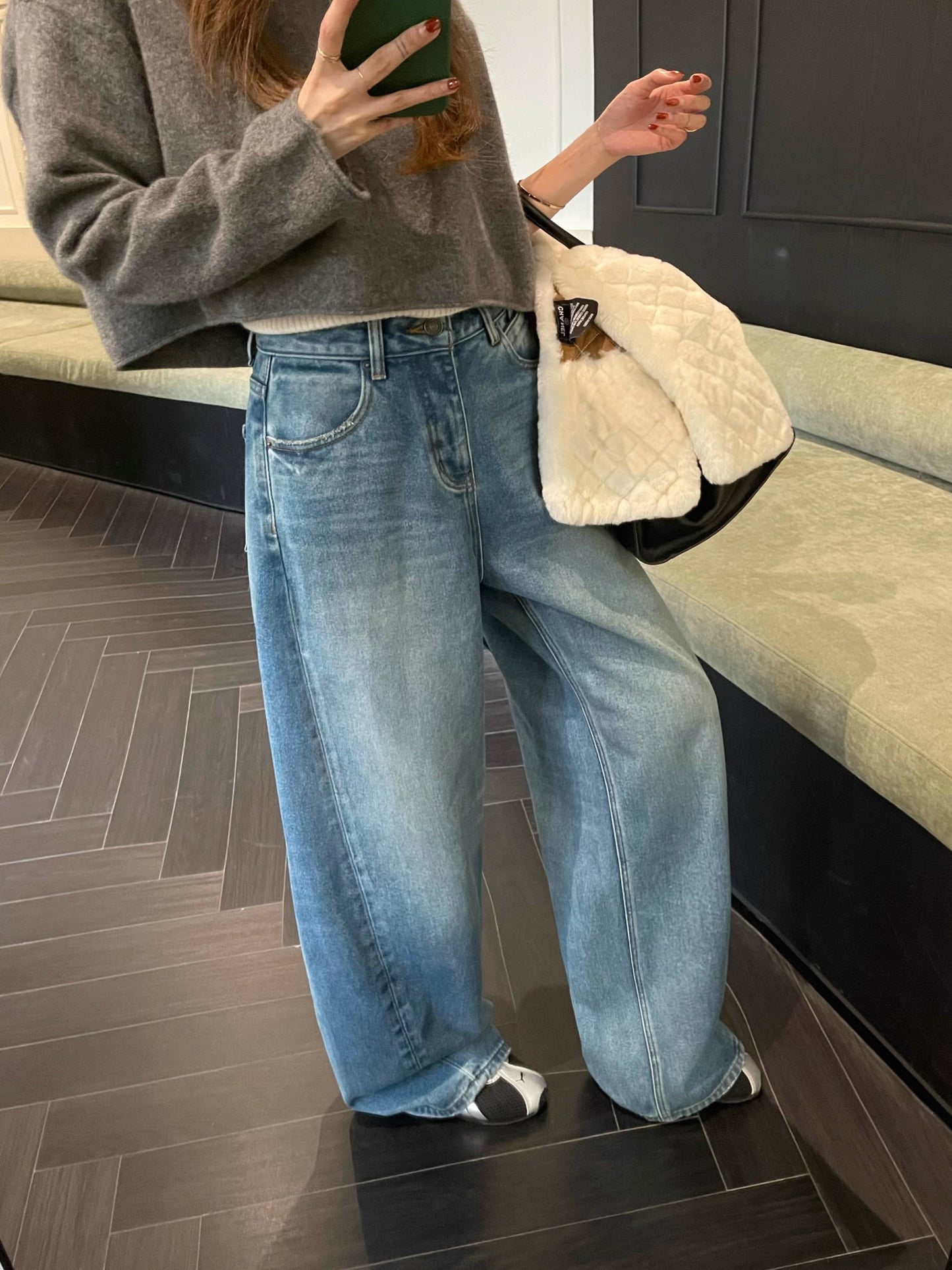 กางเกงยีนส์ผู้หญิงทรงลุง ทรงหลวม