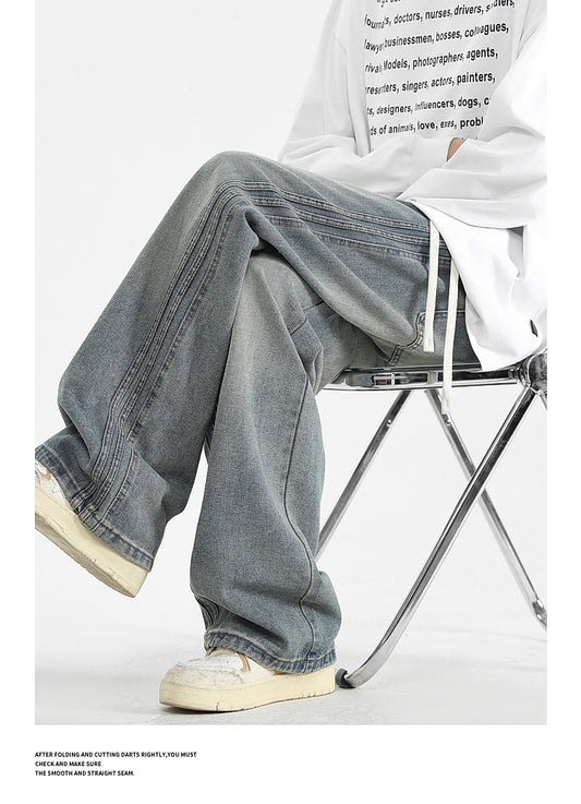 กางเกงยีนส์ผู้ชาย ทรงหลวม เอวยางยืด