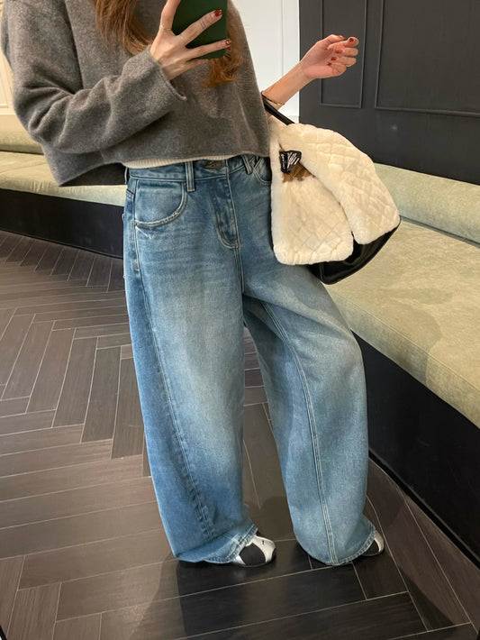 กางเกงยีนส์ผู้หญิงทรงลุง ทรงหลวม